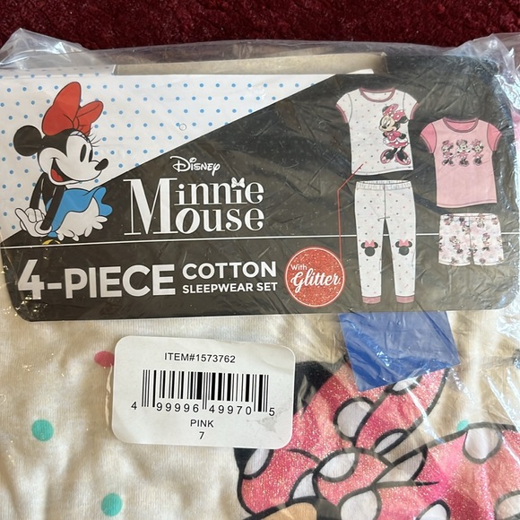 NWT Disney Minnie Kids 4-piece Cotton Pajama Set for Youth Girls - size 7 - Picture 3 of 8